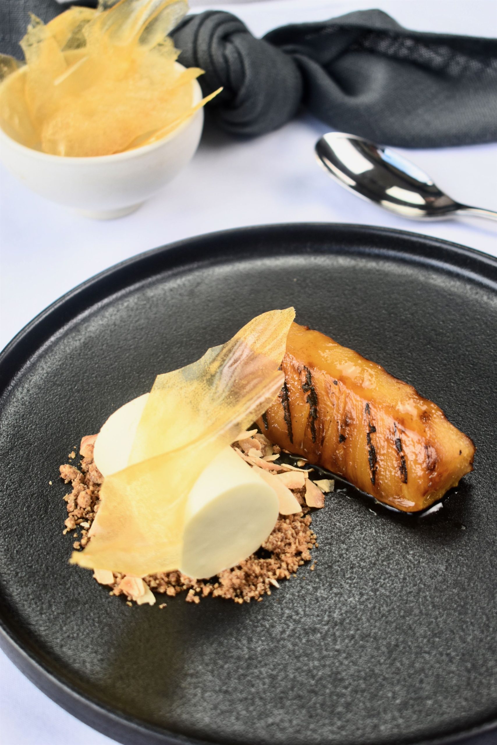 Grilled pineapple with a rum glaze, a sweet treat at event venues in Melbourne.