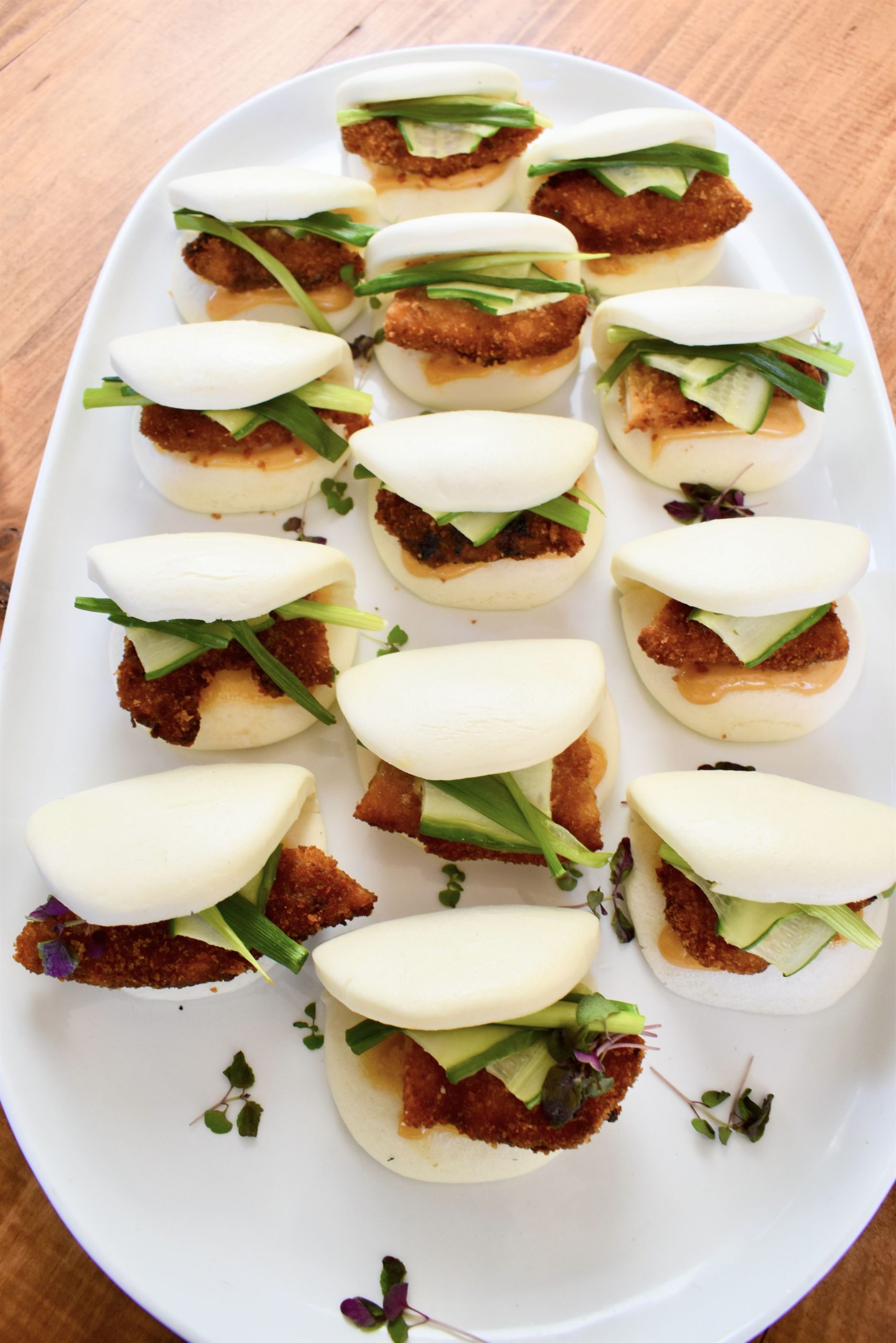 Chicken bao canapes at an engagement party venue in Melbourne.