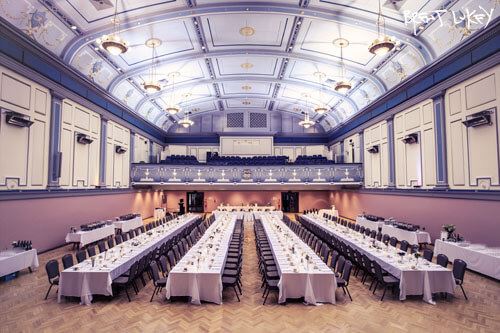 A beautifully decorated banquet hall with elegant dinner party venues. Perfect for hosting special events and celebrations.